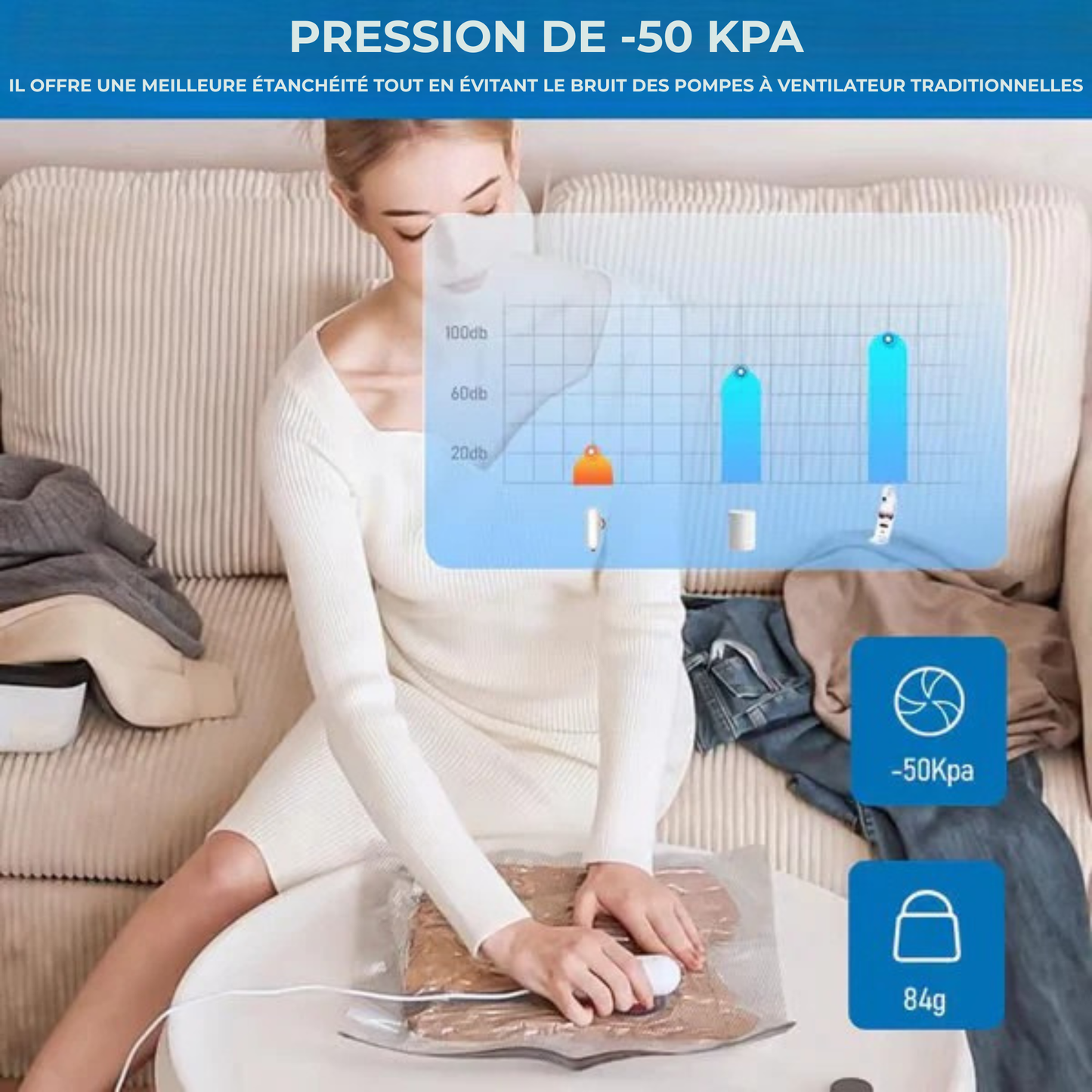 DynaPlus™ | Maximisez l'Espace Bagage grâce à la Compression Sous Vide Instantanée
