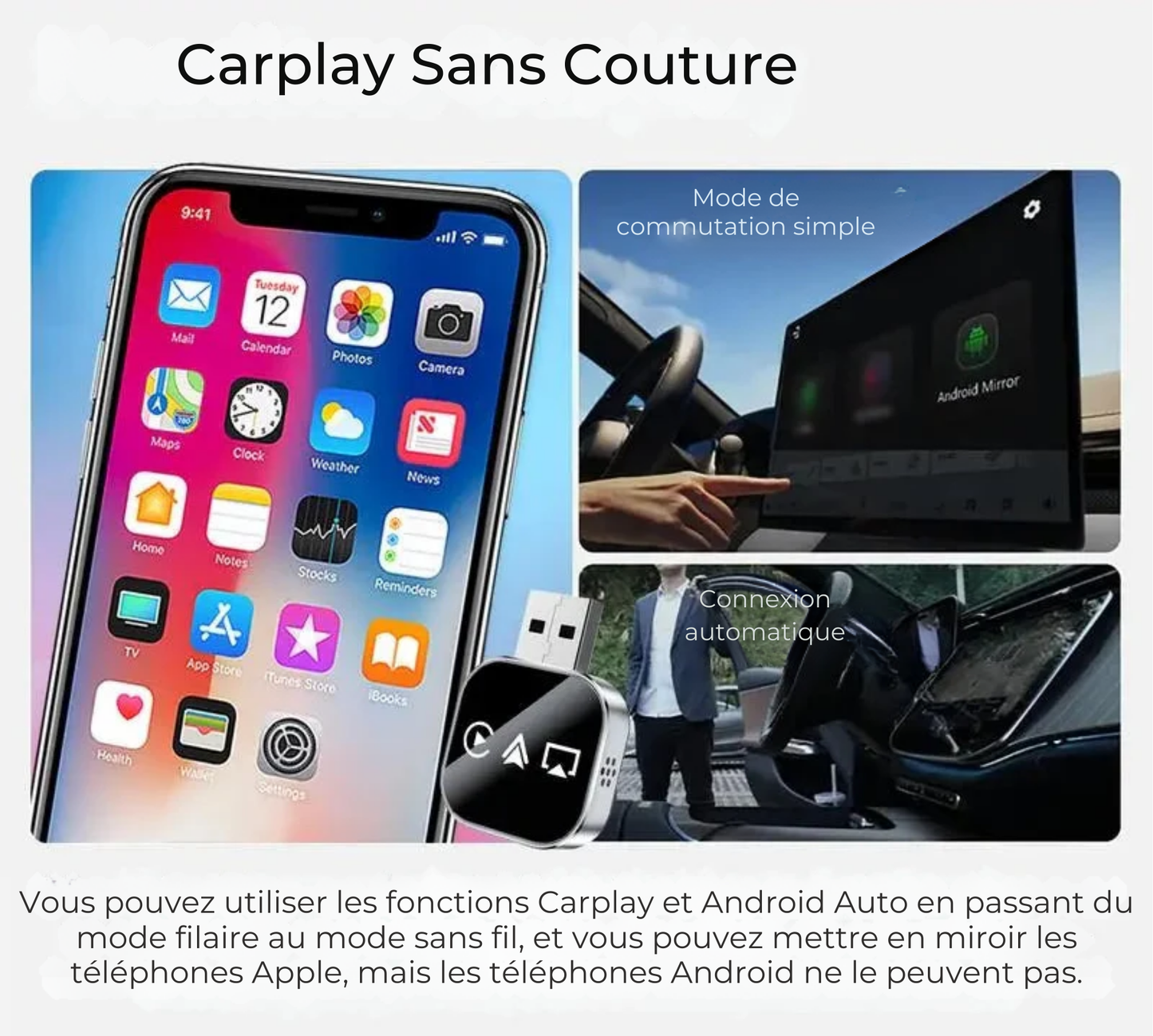 DriveConnect™ | CarPlay Sans Fil Intégral avec Affichage Plein Écran Transparent