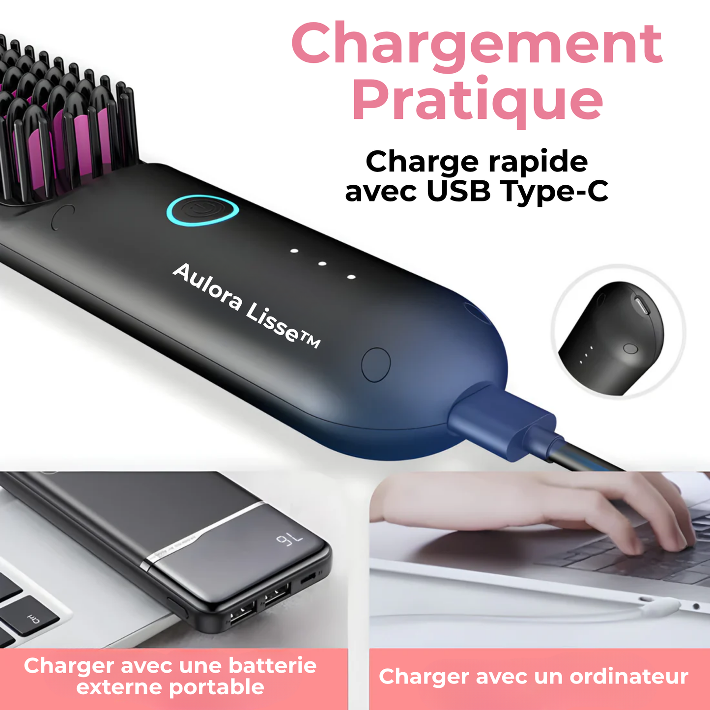 Aulora Lisse™ | Bärbar hårstylingsborste