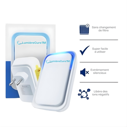 LumièreCure™ | Purificateur d'air enfichable | Élimine 99 % de tous les acariens et allergènes en 24 heures