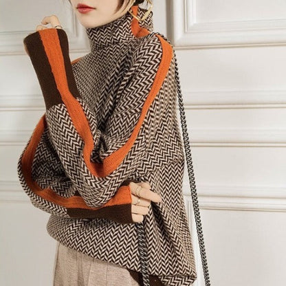 Elise™ | Pull à col roulé avec rayures contrastées originales