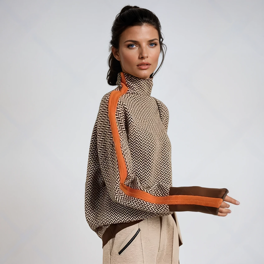 Elise™ | Pull à col roulé avec rayures contrastées originales